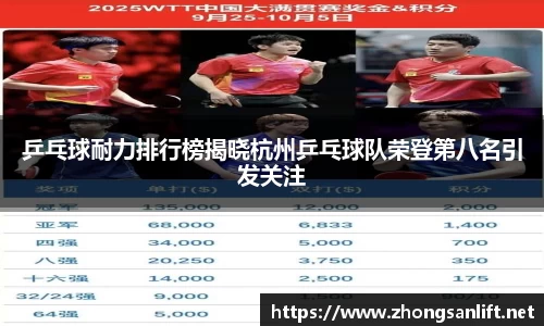 乒乓球耐力排行榜揭晓杭州乒乓球队荣登第八名引发关注